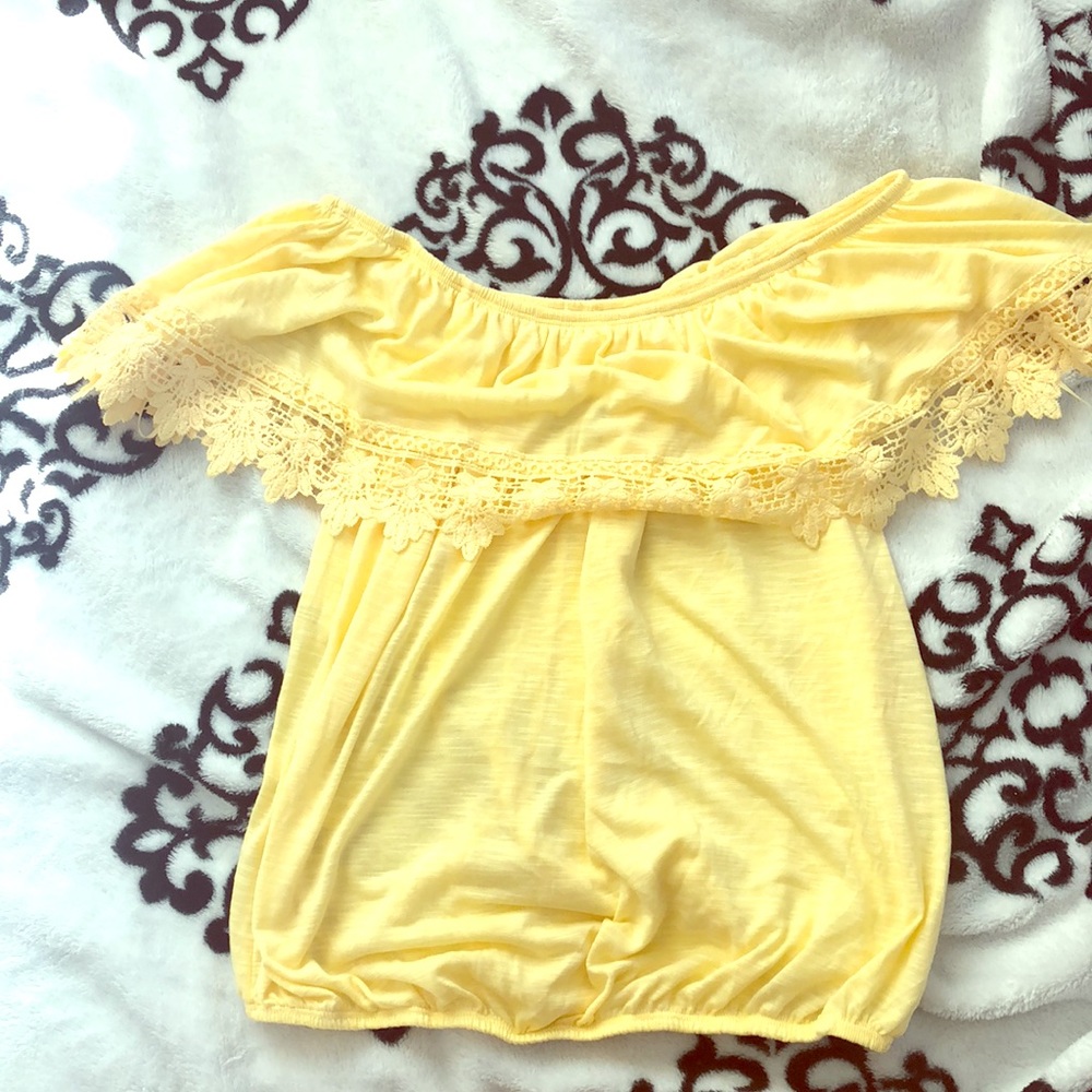 Over the shoulder yellow blouse